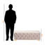 Banc repose-pieds capitonné en tissu beige clair et finition dorée Monice, H 16,3 po x l 47,7 po x P 20,24 po