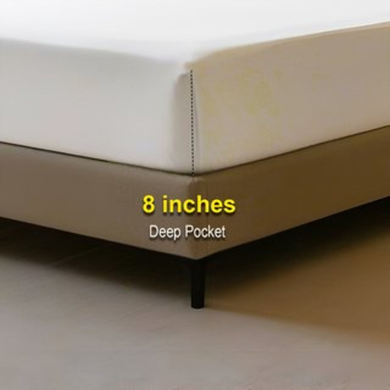 400TC Sateen Solid Cotton Fitted Sheet Fits Upto 8" Deep Pocket, Full XL Fitted Sheet, White