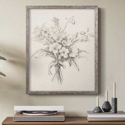 Vintage Floral Print XVI Framed Print - Solid Wood
