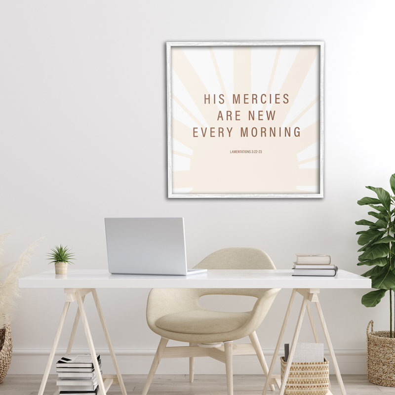 «His Mercies Are New», estampe numérique, conception par SD Graphics Studio, Giclée encadrée blanc bord de mer