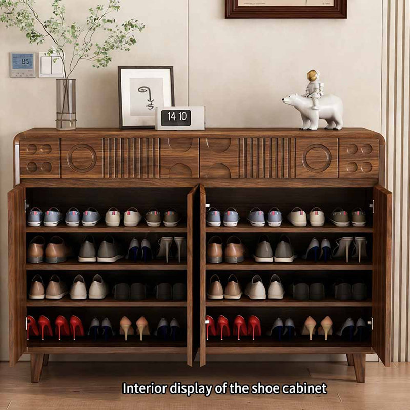 French-style enclosed shoe storage cabinet, 38.19" H x 55.12" W x 14.17" D