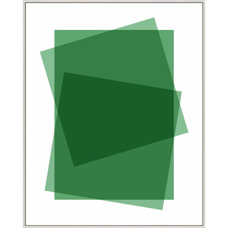 «Green Kami» encadré par Jacques Pilon, Toile avec cadre blanc, H 25 po x l 20 po