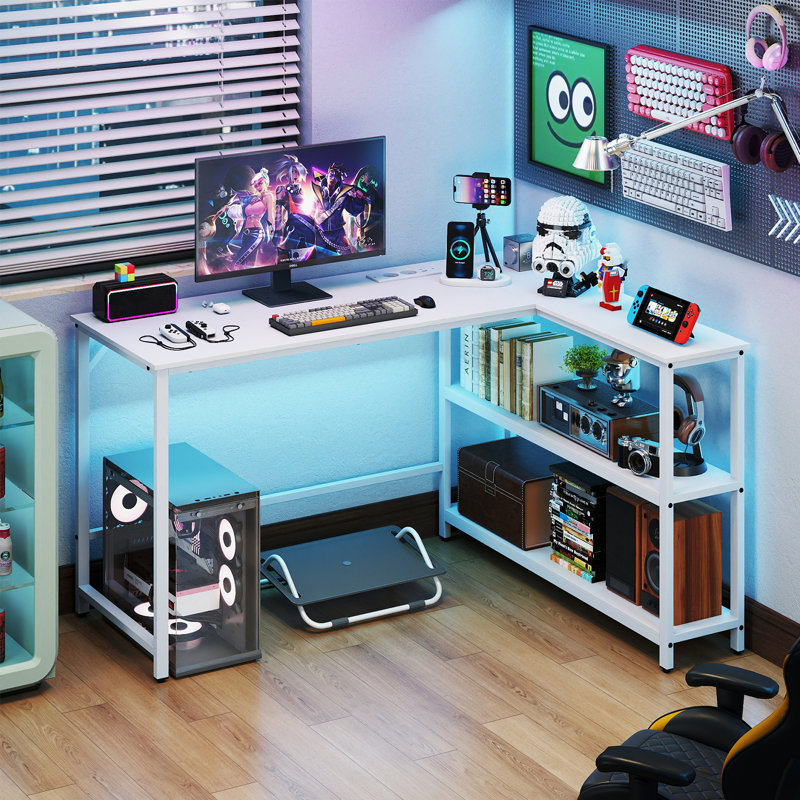 L-Shaped Metal Base Computer Desk