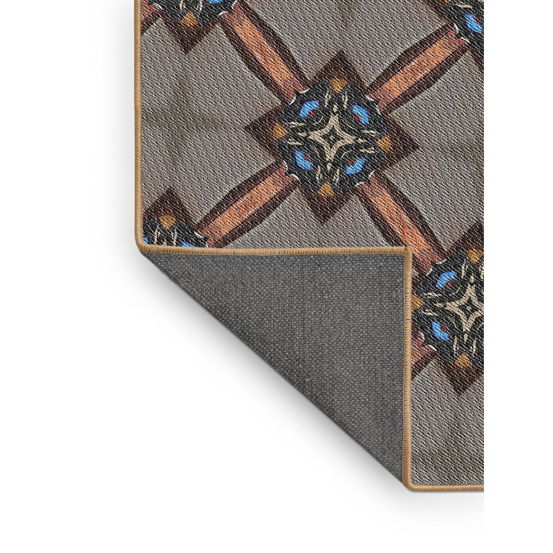 Tapis décoratif brun géométrique, Rectangle 7 pi x 9 pi