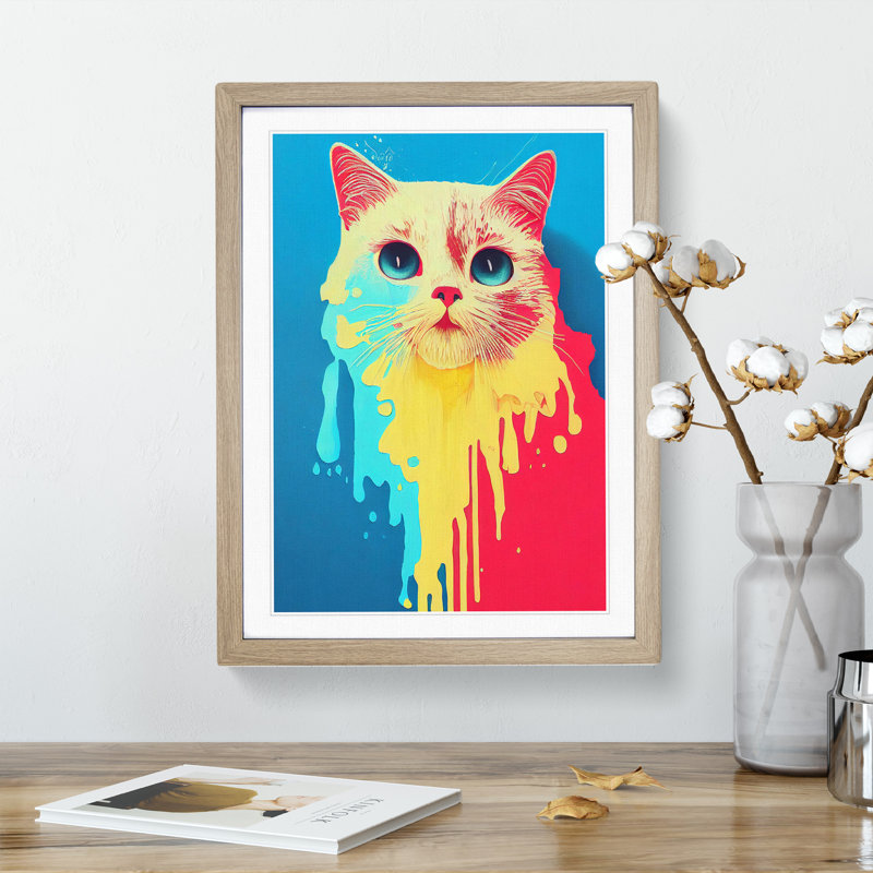 Cat In No.6 Framed Print, 64cm H x 46cm W x 2cm D, Oak