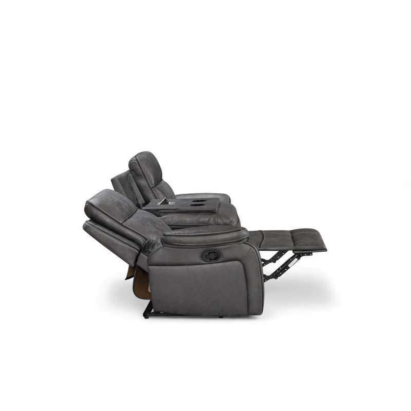 Faux Leather Reclining Sofa, 3