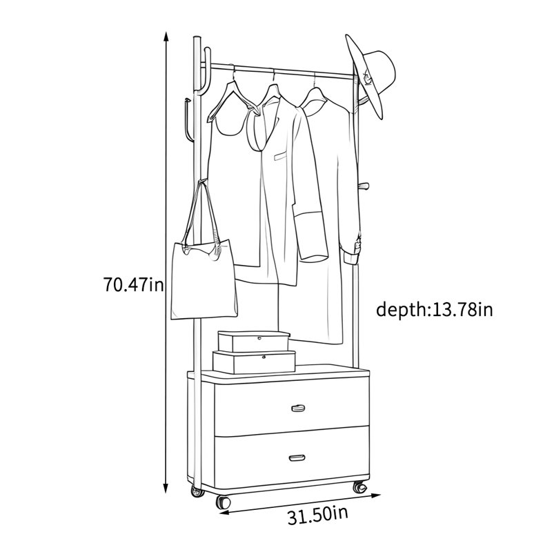 Durable Solid Wood Wardrobe, Walnut