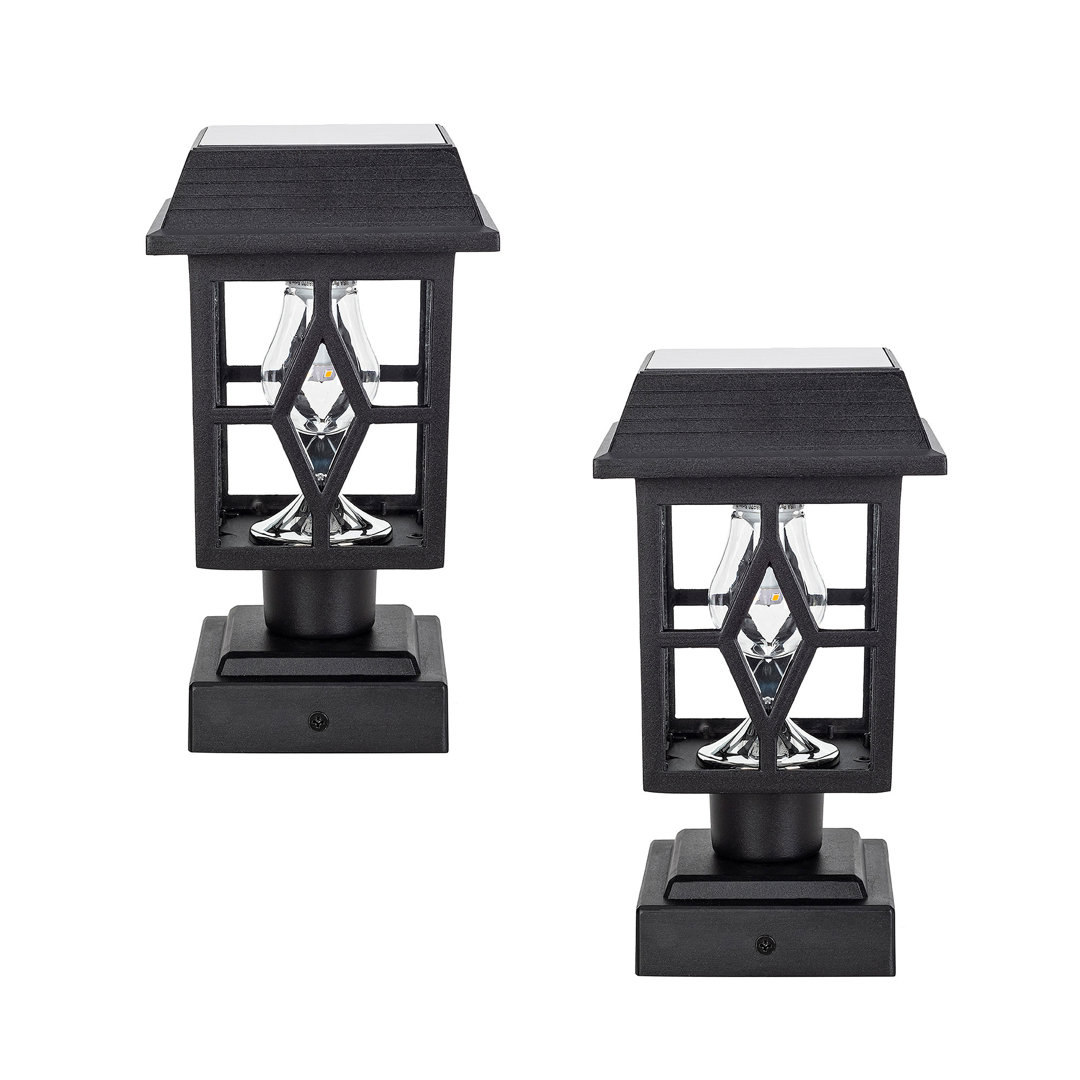 Black 2 -Light 9" H Solar Powered and Pier Mount Light (Set of 2) Gama Sonic