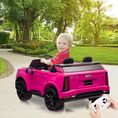 24V Licensed Cadillac 2-Seater Kids Ride On Car, Electric Truck w/ Remote, 130W Motors, LED Lights & Music