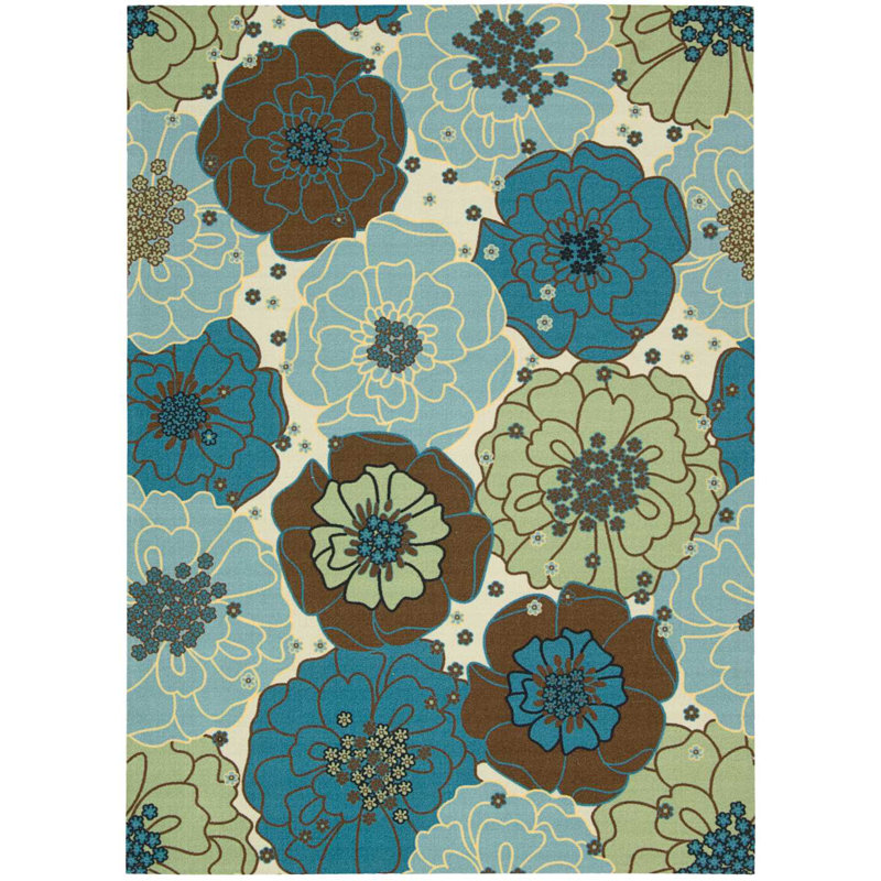 Tapis bleu moderne Dian, Rectangle 4 pi 3 po x 6 pi 3 po