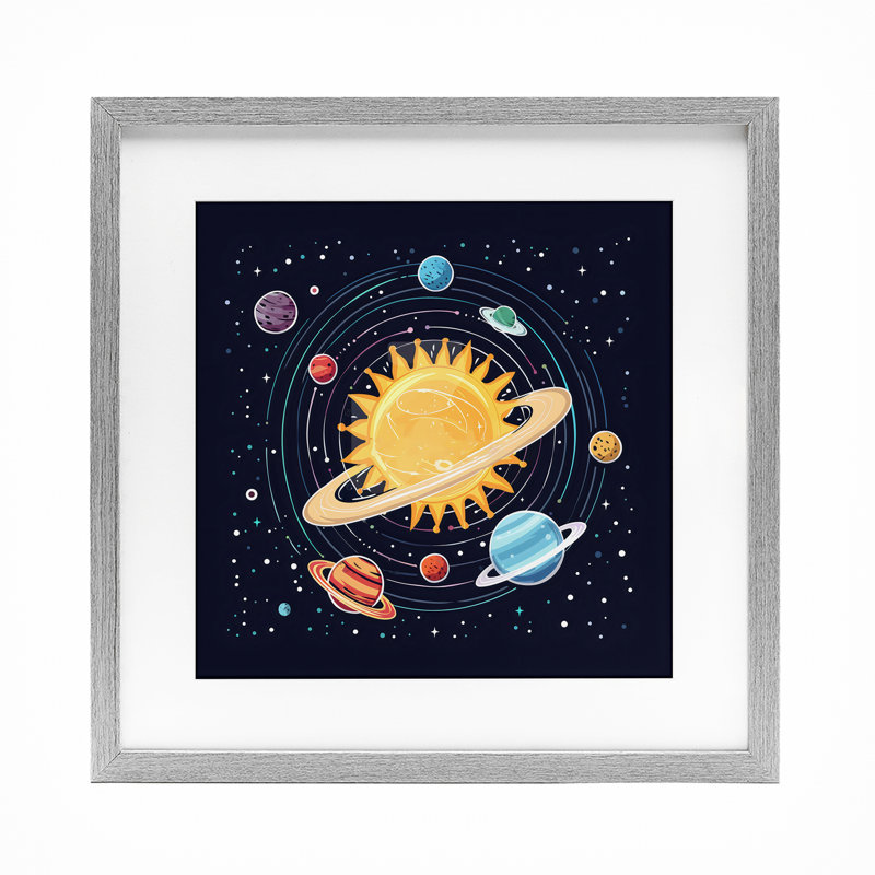 «Solar System Planets Orbit», reproduction encadrée sous verre, design by Creative Studio, H 13 po x l 13 po