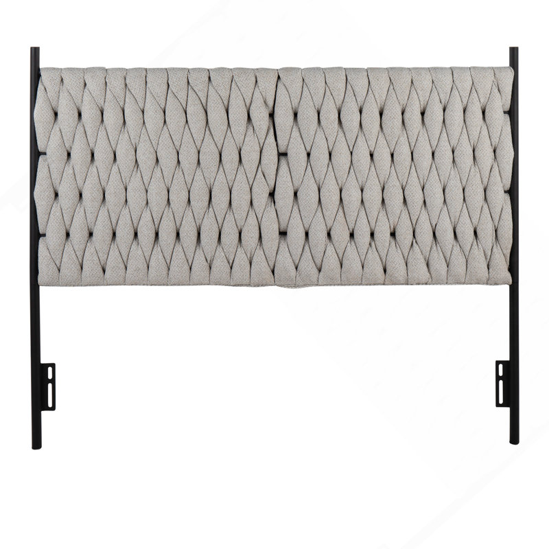 Tête de lit grand format en métal noir et tissu crème par Lumisource, Crème, crème