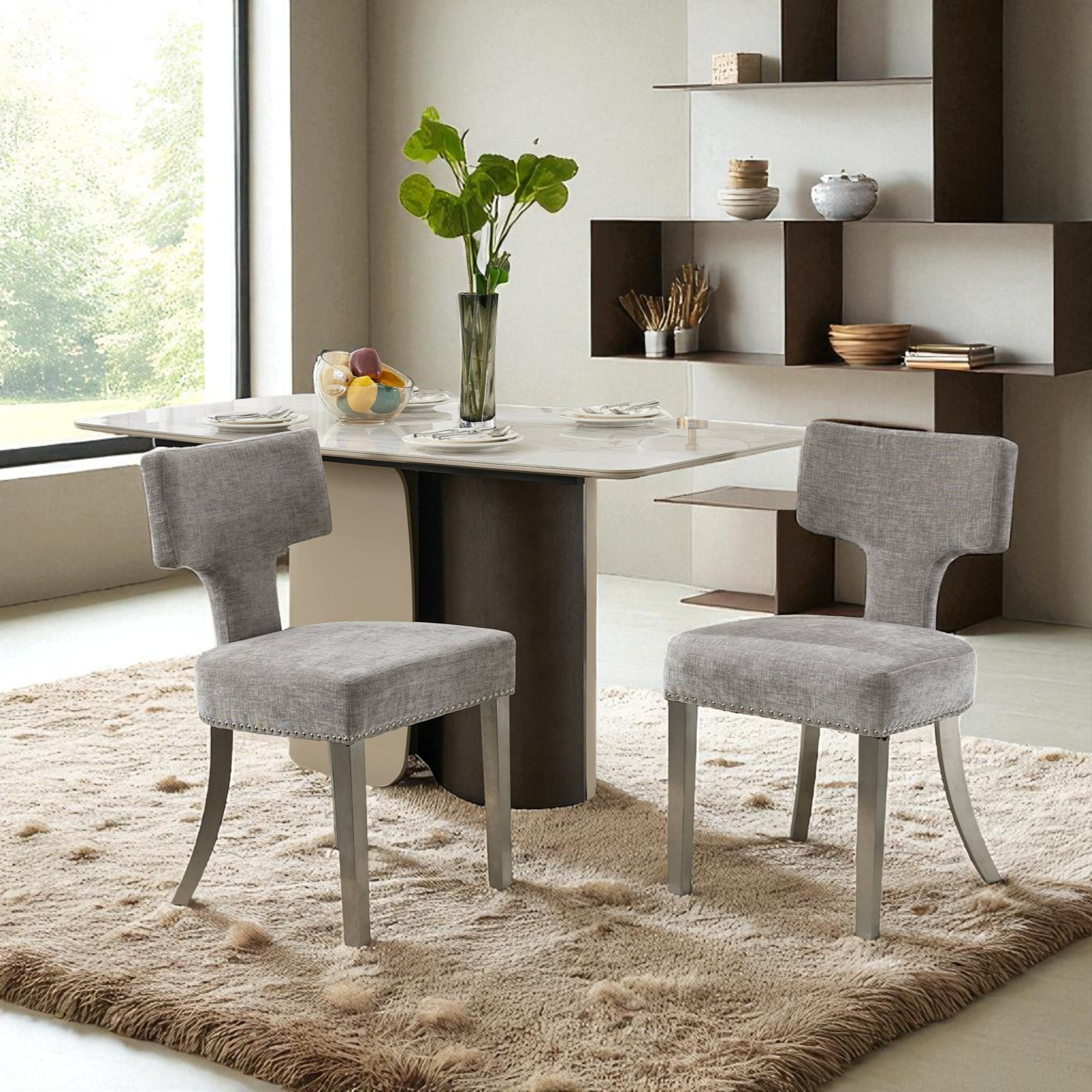 Gracie Oaks Inelda Mid Century Upholstered Dining Chairs Side Chairs ...