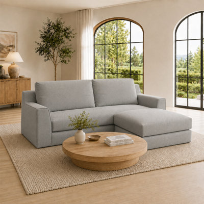 Modern Slipcovered Sofa With Removable Washable Cover, 2-Seater With Ottoman