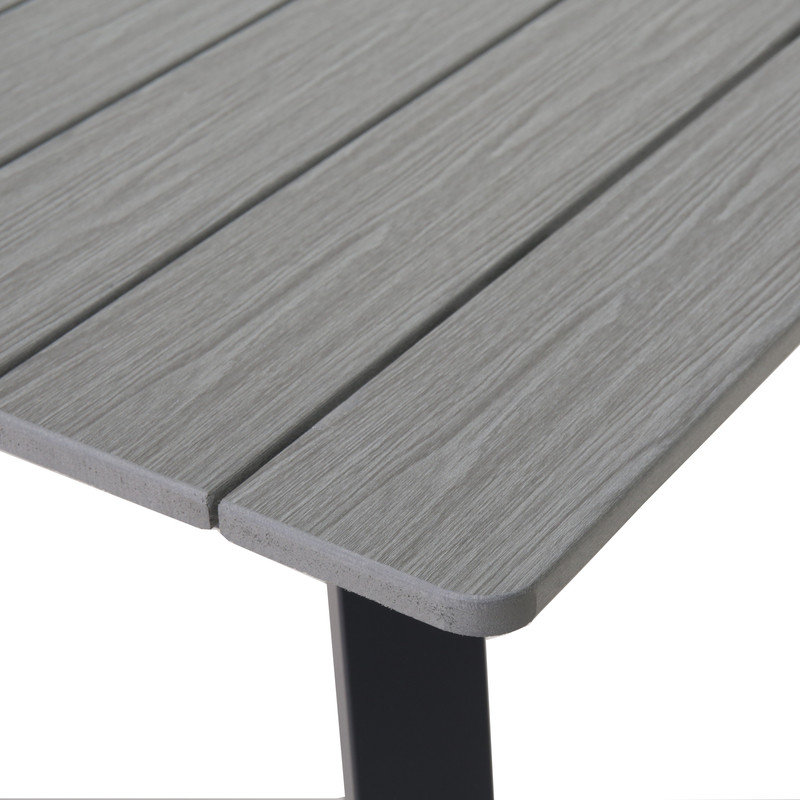 Outdoor Folding Dining Table, Metal Frame & Plastic Wood Top, Foldable Patio Table for Garden, Backyard, Balcony