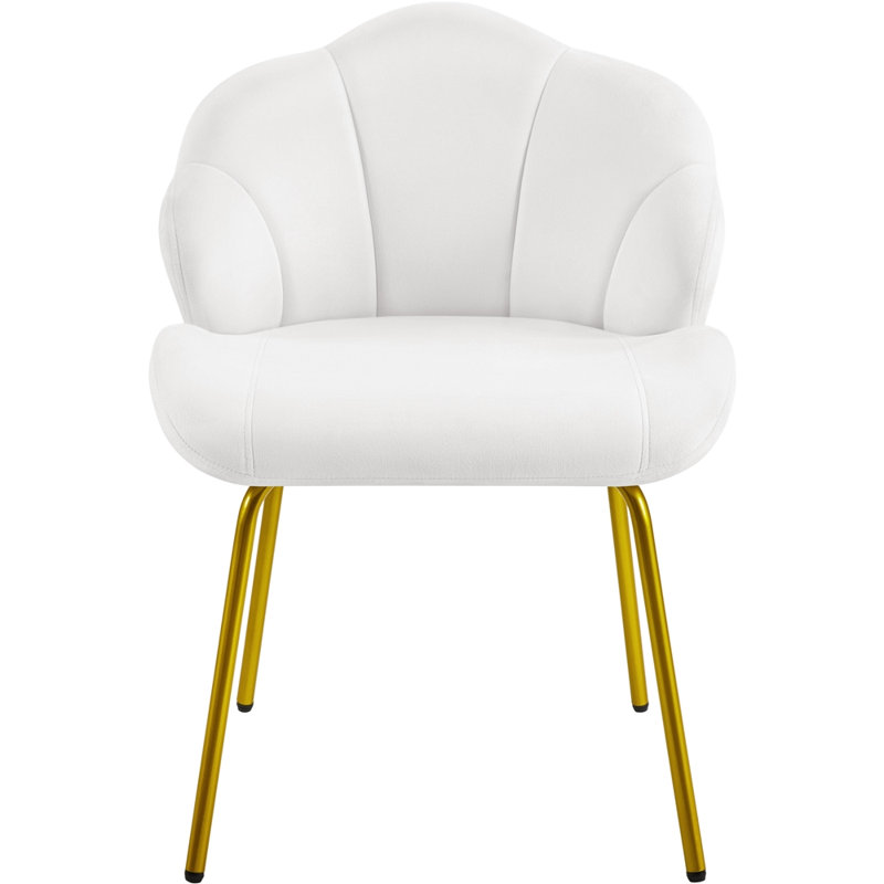 Aaliyiah Contemporary and Classic Velvet Accent Chair Shell-shaped Backrest Tub Chair, White
