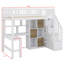 Lit surélevé en bois pour lit simple avec bureau, lumières DEL et supports de rangement-640249520