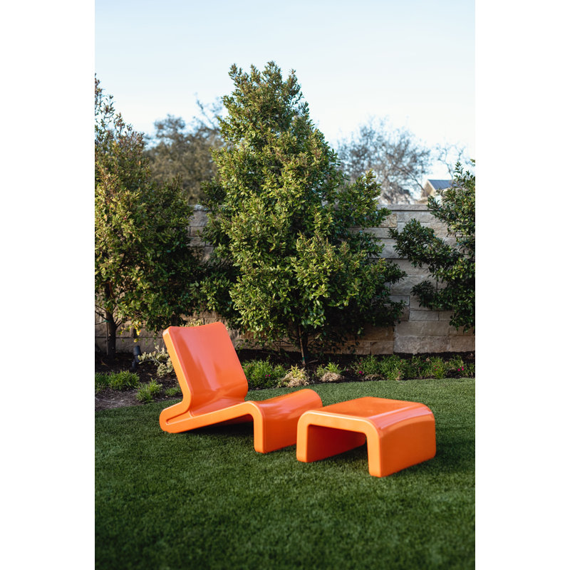 Line Outdoor Ottoman, Vintage Orange