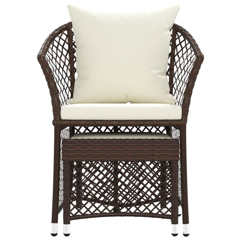 Chaise de patio avec coussins, Blanc, Brun