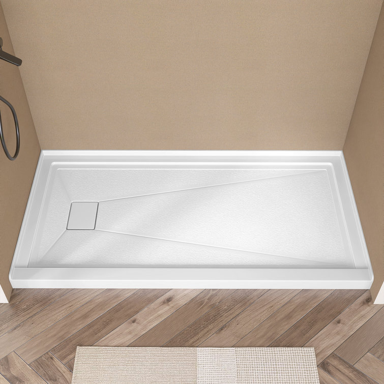 72'' W x 36'' D Alcove Acrylic Shower Base White Single Threshold Rectangular Shower Tray with Drain Cover