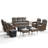 7-9 Person Outdoor Family Nighttime Chat Sofa Conversation Set With Ottomans And Modular Fire Pit-1530230109