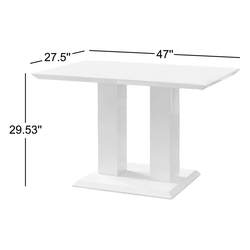 Table de salle à manger 6 personnes, Blanc, H 29,53 po x L 47 po x l 27,5 po