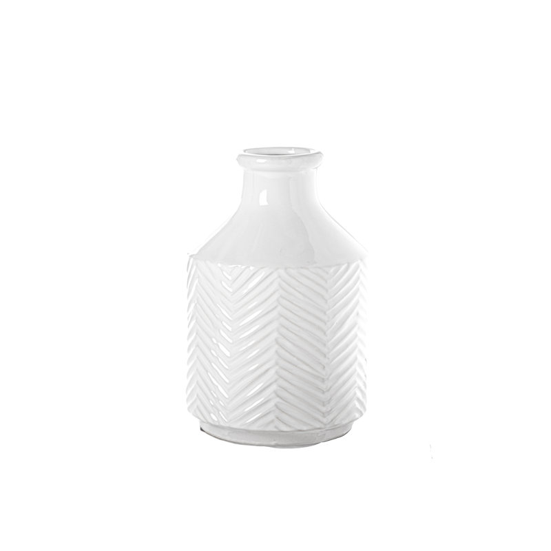 Pennsburg Ceramic / Porcelain Table Vase, 10" H x 6.5" W x 6.5" D, White