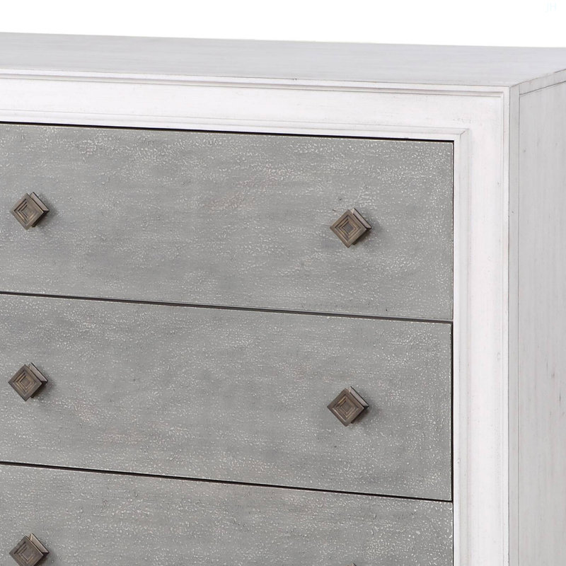 Commode Katia gris rustique et blanc vieilli