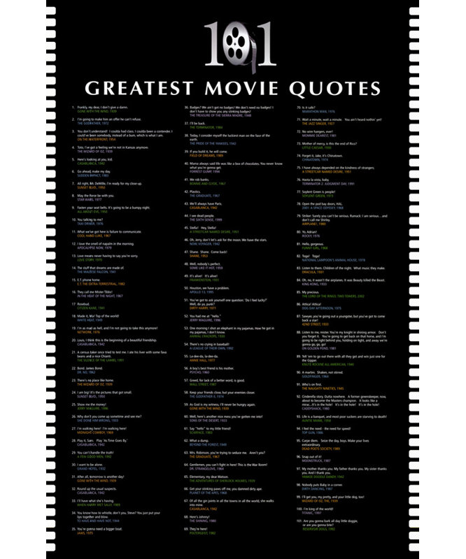 101 «Greatest Movie Quotes» IMP-SP0087, H 18 po x l 12 po