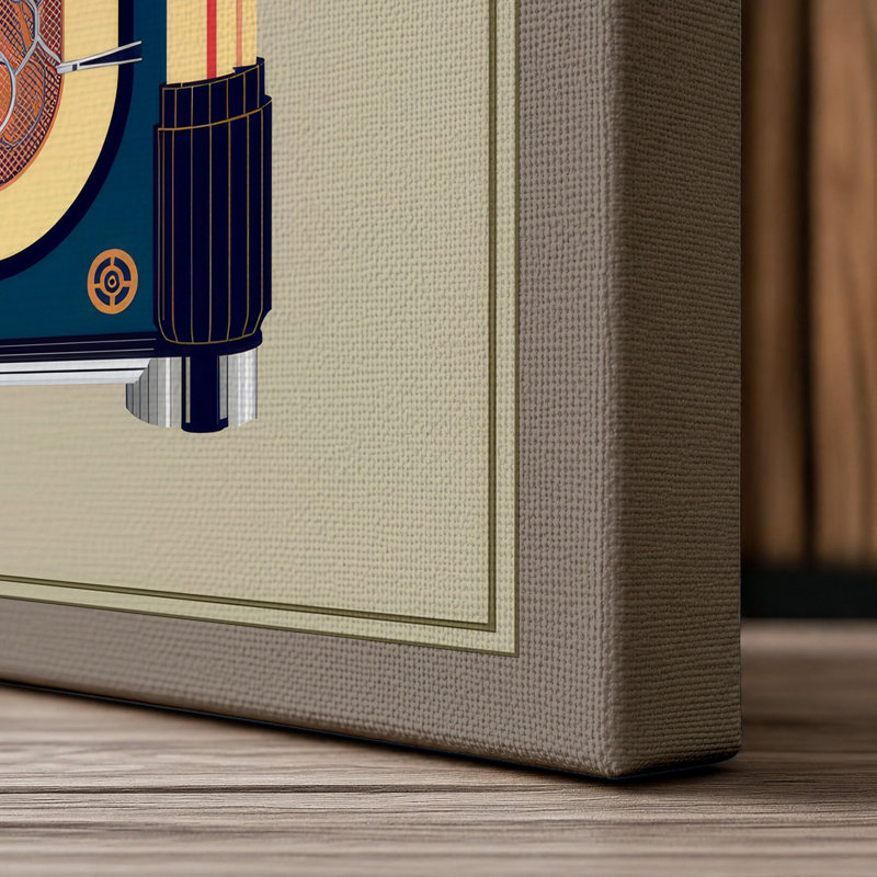 Jukebox Art Deco - Wrapped Canvas, 18x12 - 45.7 x 30.5 cm, Taupe Border