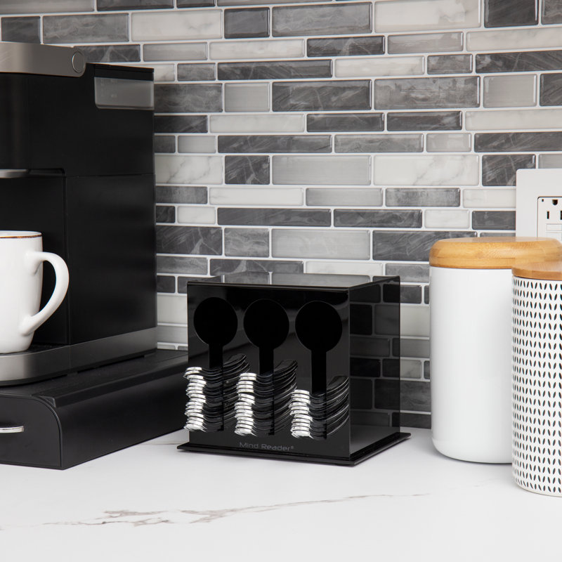 Mind Reader Utensil Dispenser, Silverware Organizer, Plastic Fork and Spoon Dispenser, Kitchen, Black