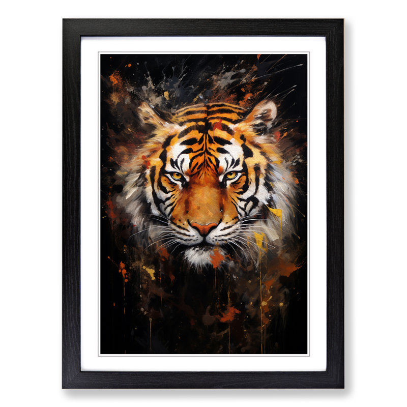 Tiger Abstract No.2 - Framed Print, Black , 34cm H x 25cm W x 2cm D