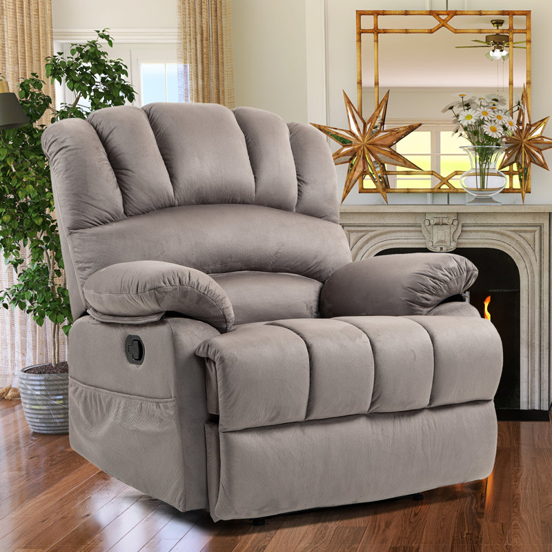 Chemika 40" Wide Oversize Upholstery Manual Recliner, Light Gray