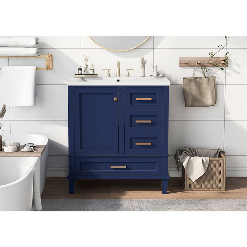 Ensemble de meuble-lavabo autoportant 30 po, Bleu