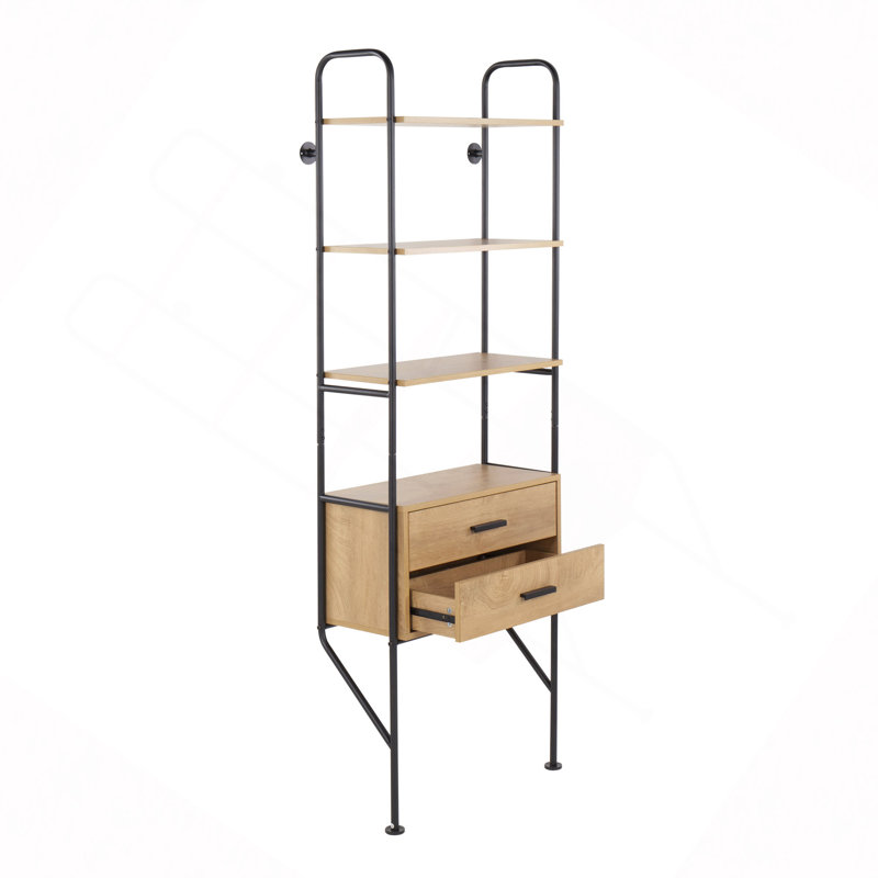 Bibliothèque Lean en métal et bois brun