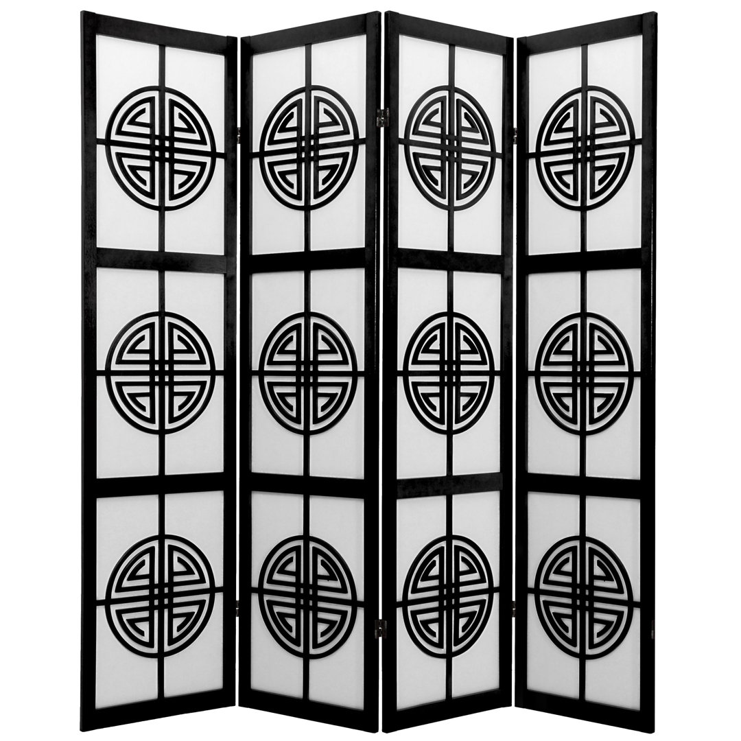 Courtney 68" W x 72" H 4-Panel Rice Paper Folding Room Divider World Menagerie