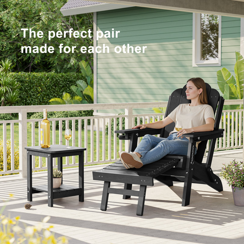 Small Outdoor Side Table, All-Weather HIPS Plastic Patio Coffee Table End Table, All-Weather Outdoor Table for Deck Backyard Garden Pool Lawn Porch