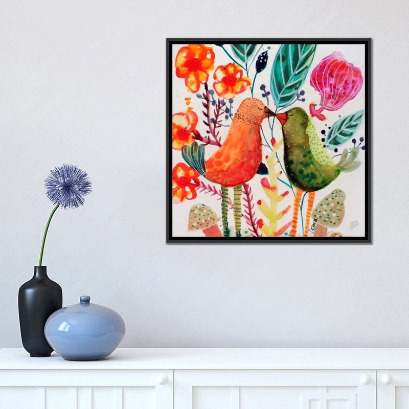 « le baiser », reproduction sur toile, H 18 po x l 18 po x P 1,5 po, Toile avec cadre noir