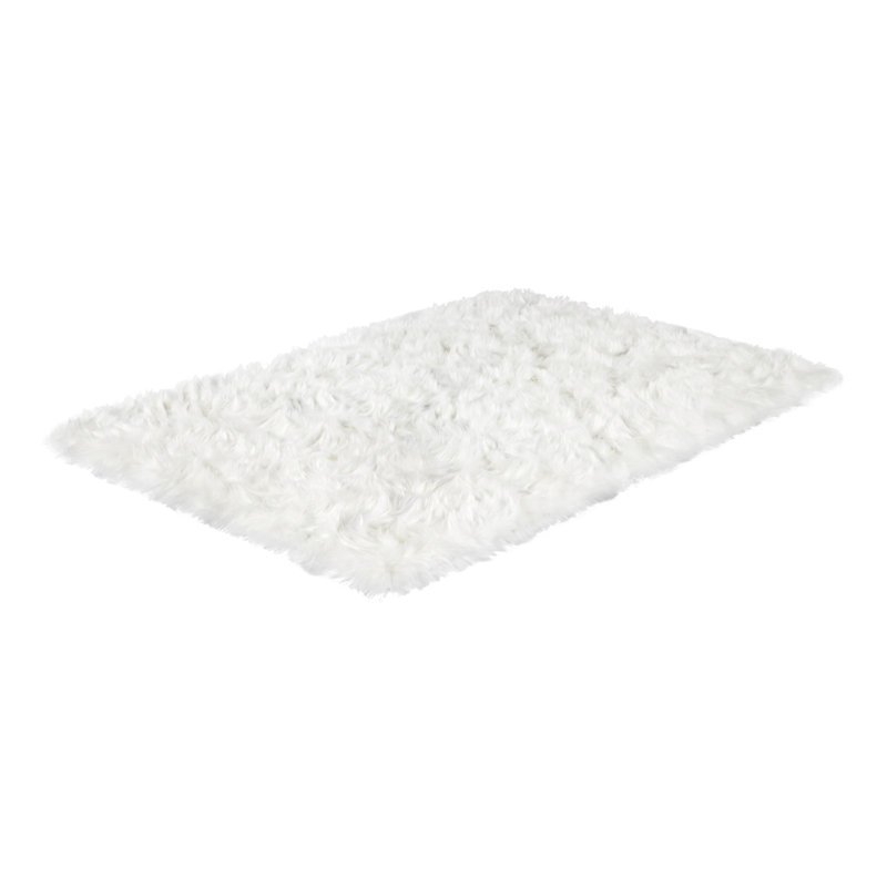 Tapis à poil long lavable en similifourrure blanche, Rectangle 4 pi x 6 pi