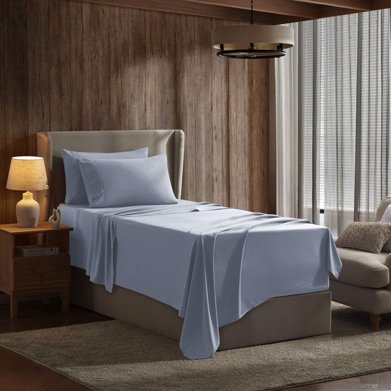 Ensemble de draps en microfibre Hotel Luxury, Bleu givré, Simple TG