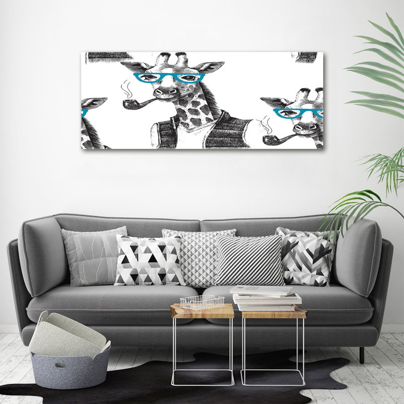 Giraffe With Glasses - No Frame Print on Canvas
