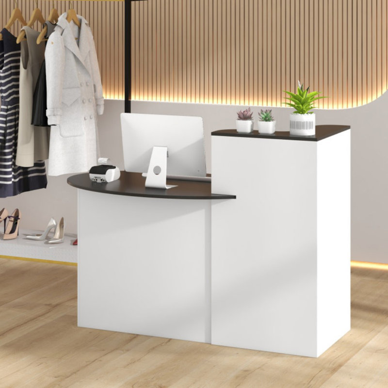 Bureau de réception moderne avec comptoir ovale, Noir / gris