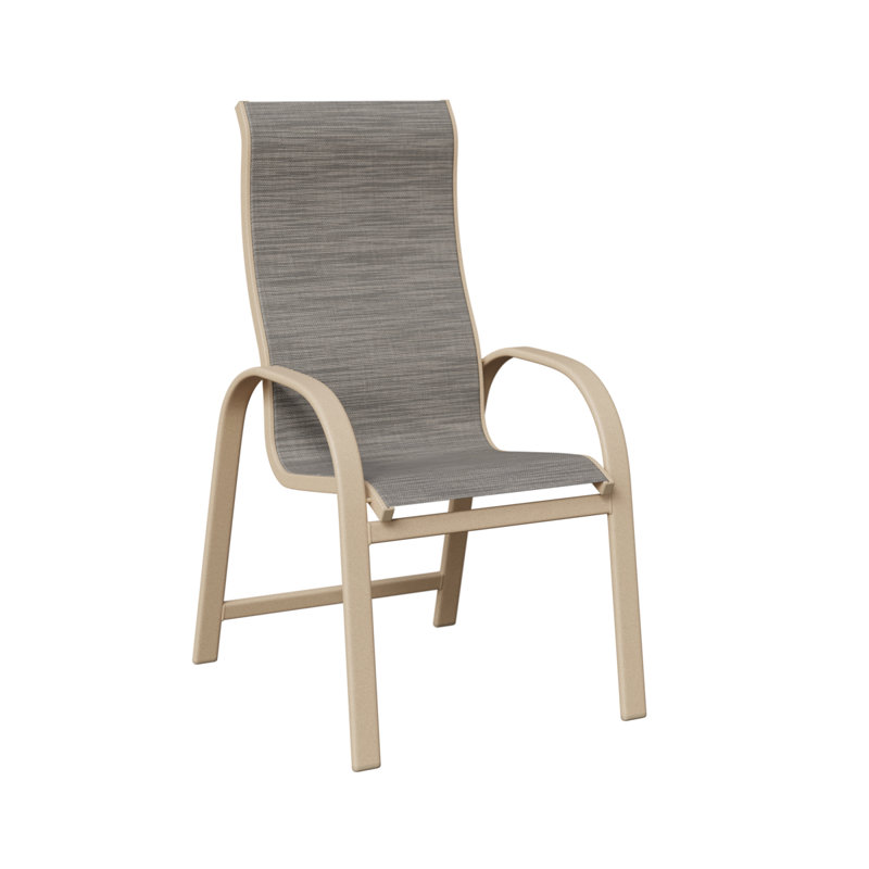 Chaise de salle à manger à haut dossier en aluminium Amma Luna, Aluminium Luna multicolore, Mica perle