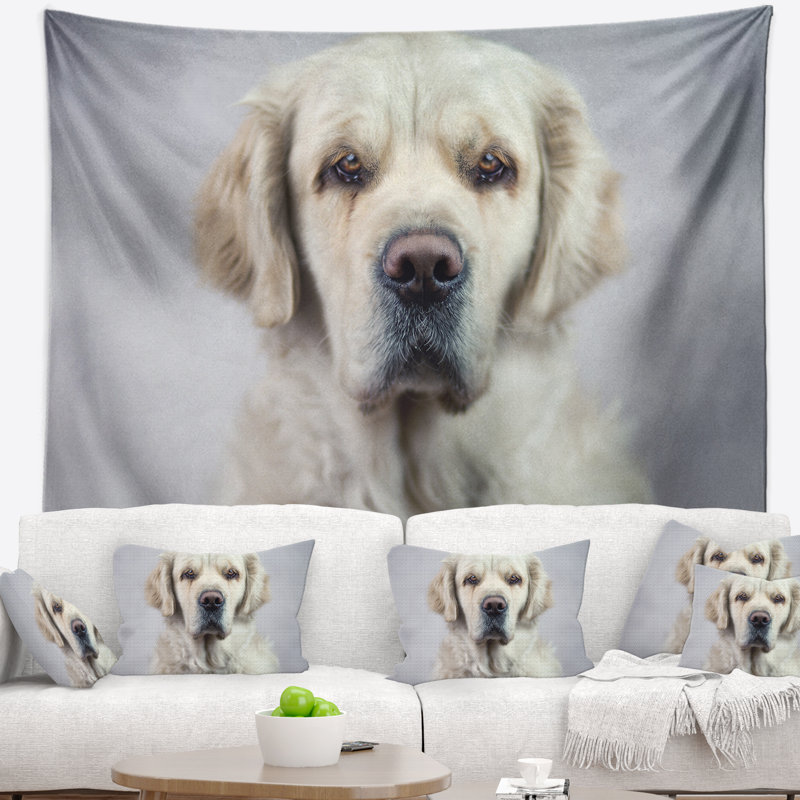 Tapisserie triste à la recherche d'un beau chien, H 68 po x l 80 po