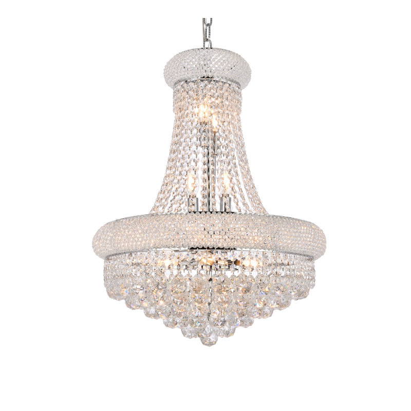 Hallsburg 14-Light Dimmable Empire Chandelier, 36" H x 28" W x 28" D, Chrome, Royal Cut