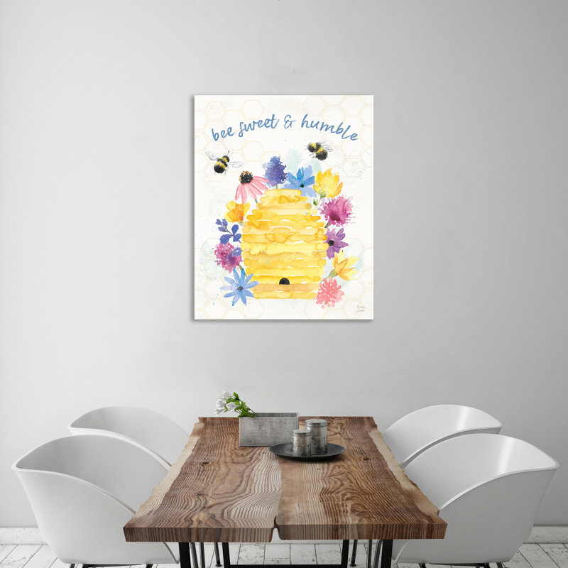 "Bee Harmony IV", toile tendue par Dina June, H 20 po x l 16 po x P 1,5 po