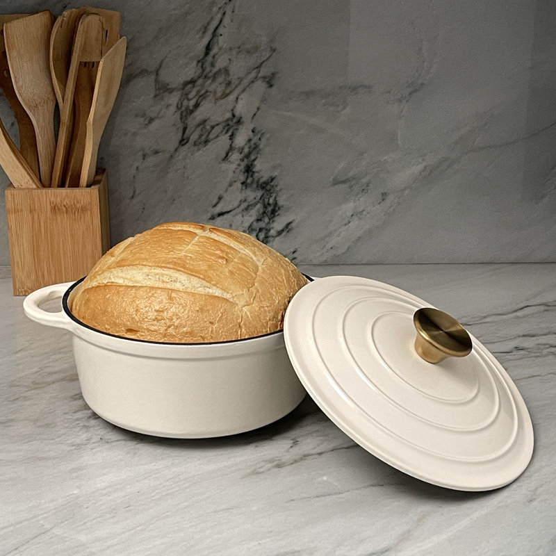Cocotte ronde en fonte émaillée Lexi Home, Crème, 2,8 pte