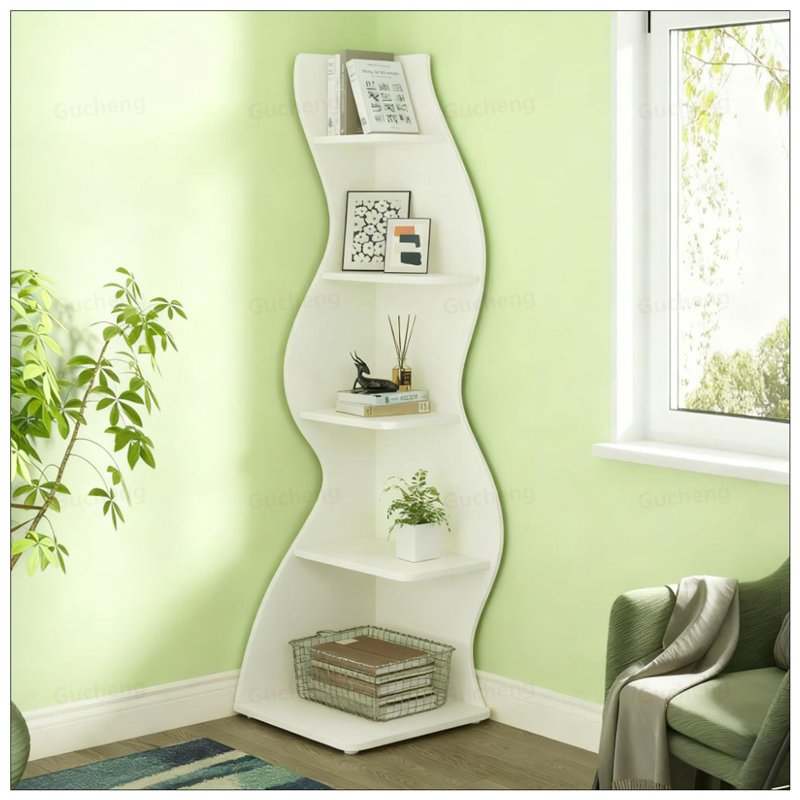 5-Tier Wall Corner Bookshelf With Adjustable Shelves For Efficient Storage And Stylish Home Decor, White