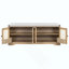 Banc de rangement rustique, banc à chaussures multifonctionnel en bois avec coussin amovible, portes en rotin tissé et tablettes réglables-811326510