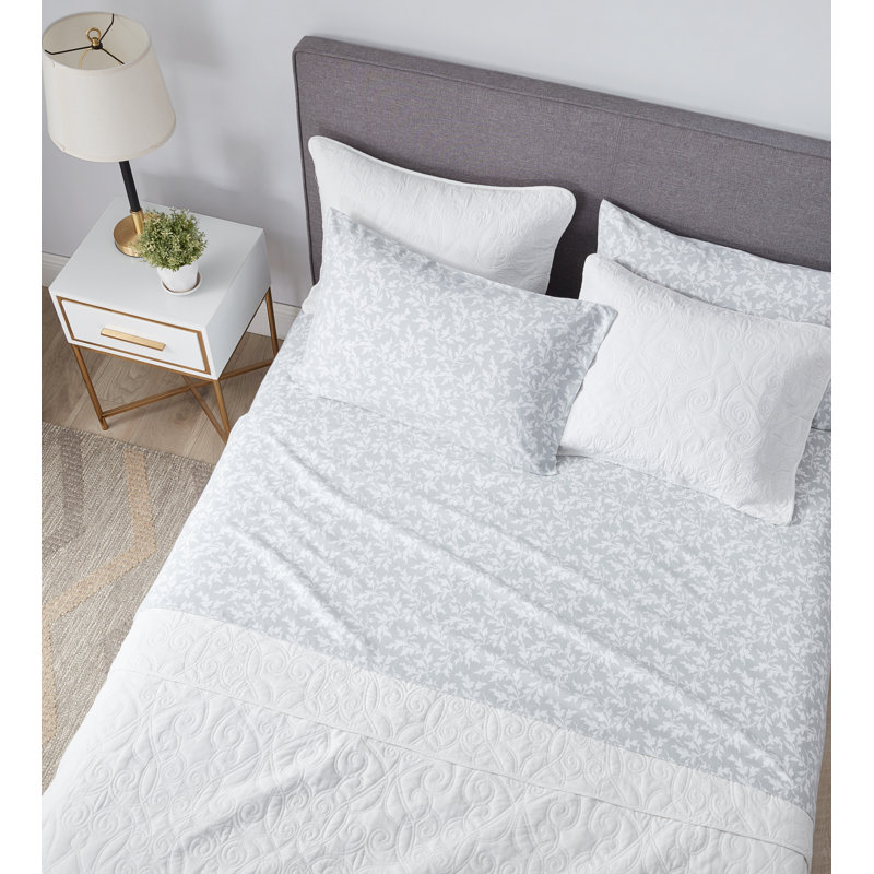 Brushed Cotton Flannel Sheet Set, King Sheet Set with 2 Pillowcases, Crestwood Gray